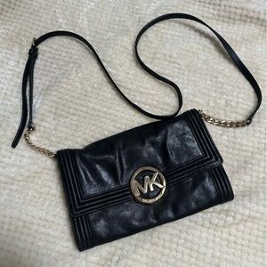 Vintage Michael Kors Black Crossbody Bag with Gold Accents